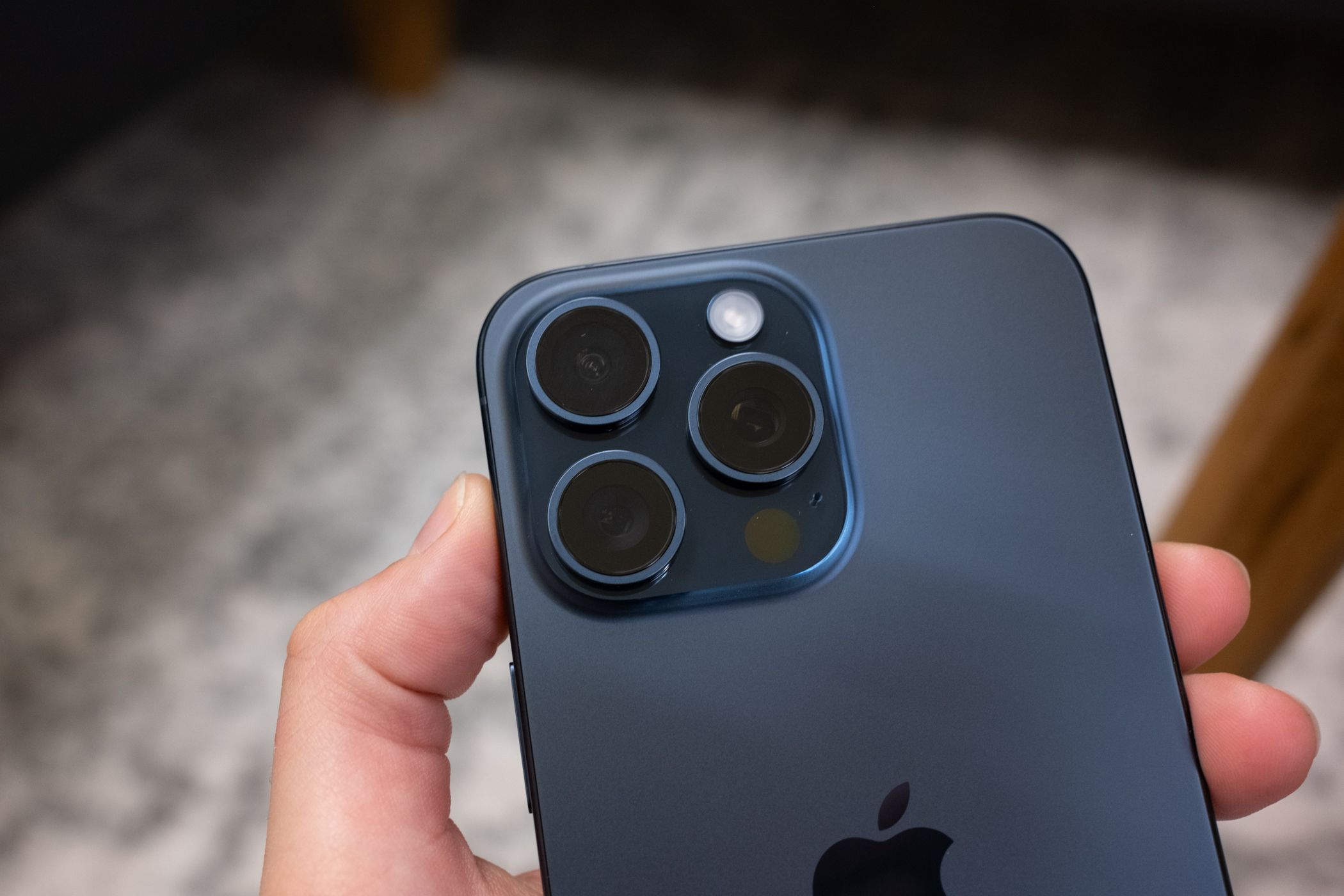 The camera array on an iPhone 15.