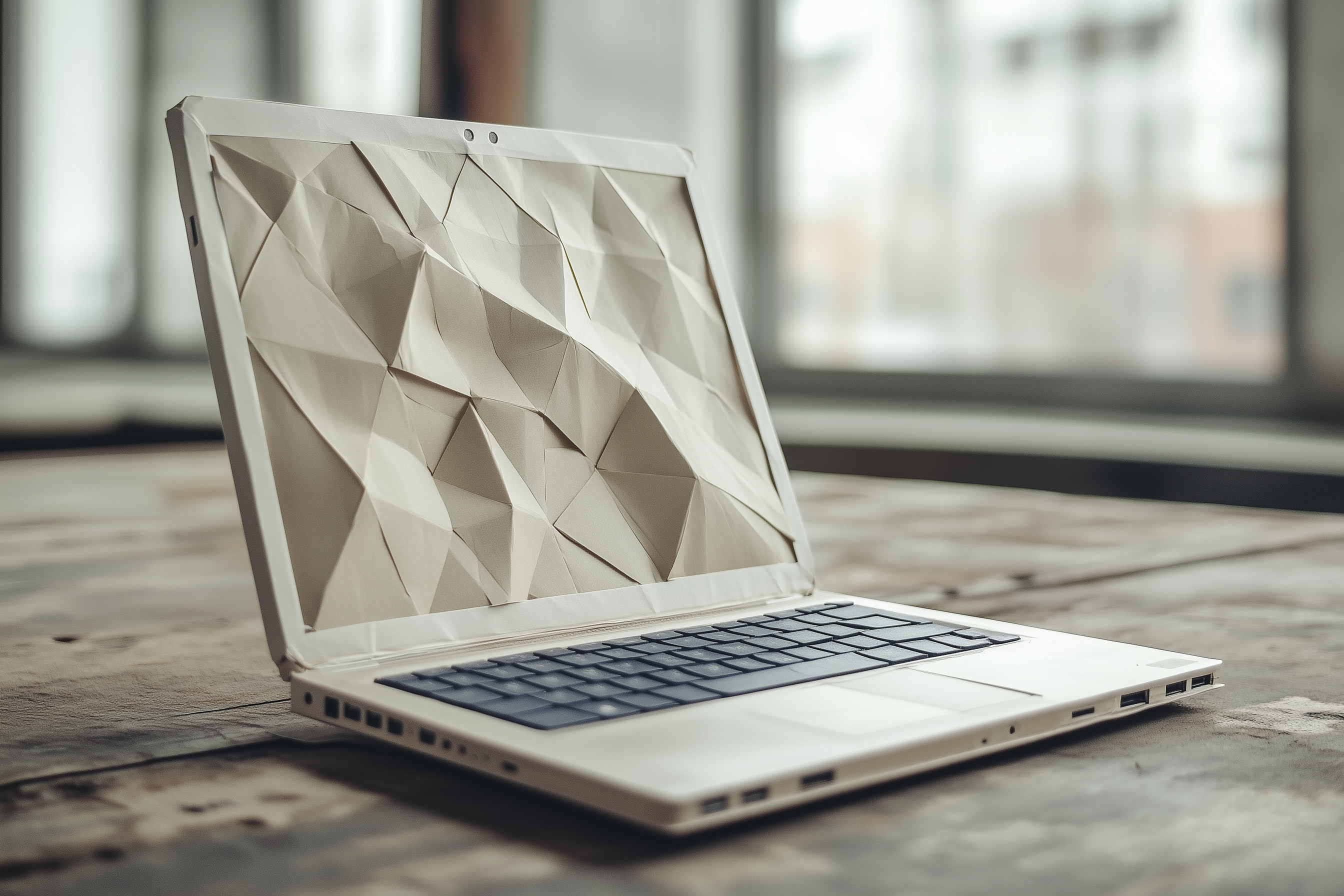 A laptop made of origami.