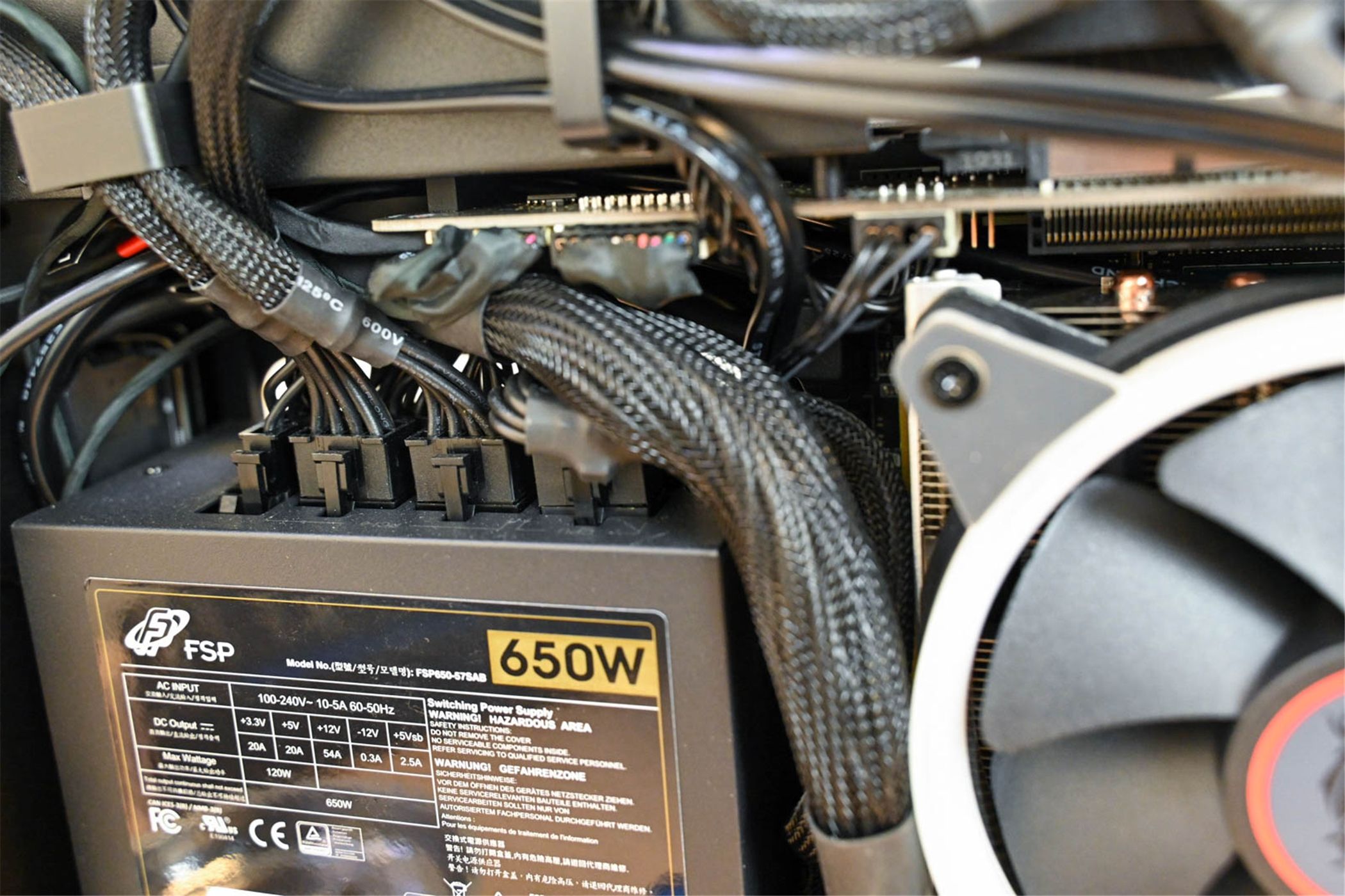 A 650W power supply mounted in a desktop PC.