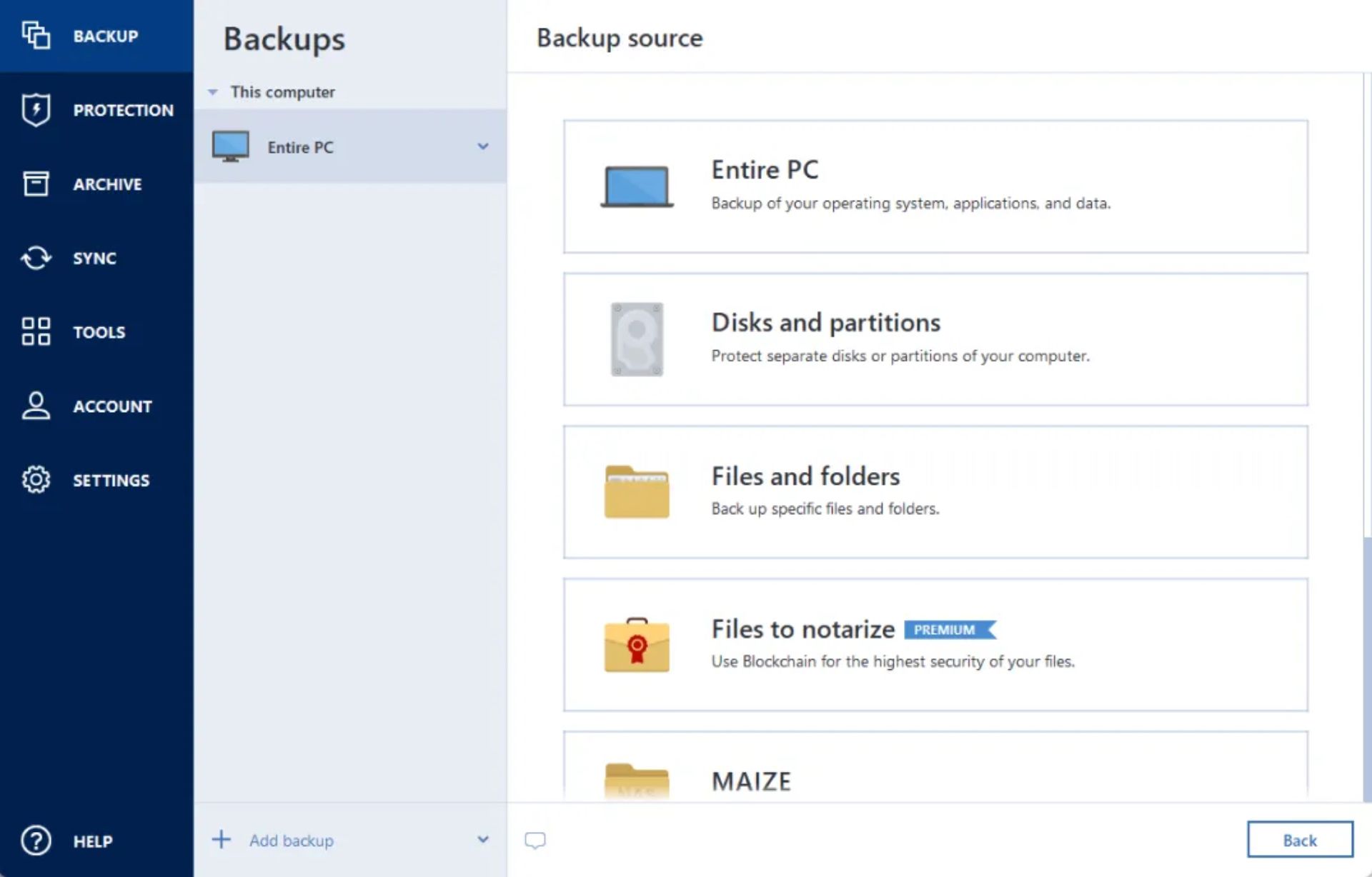 Acronis True Image backup software