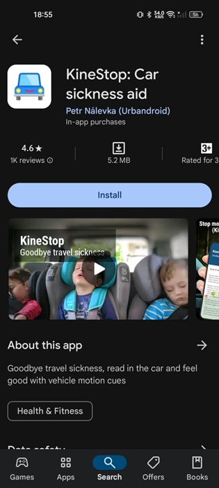 KineStop: Car Sickness Aid