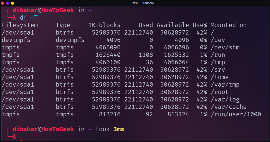 Checking Different filesystem types used on Garuda Linux