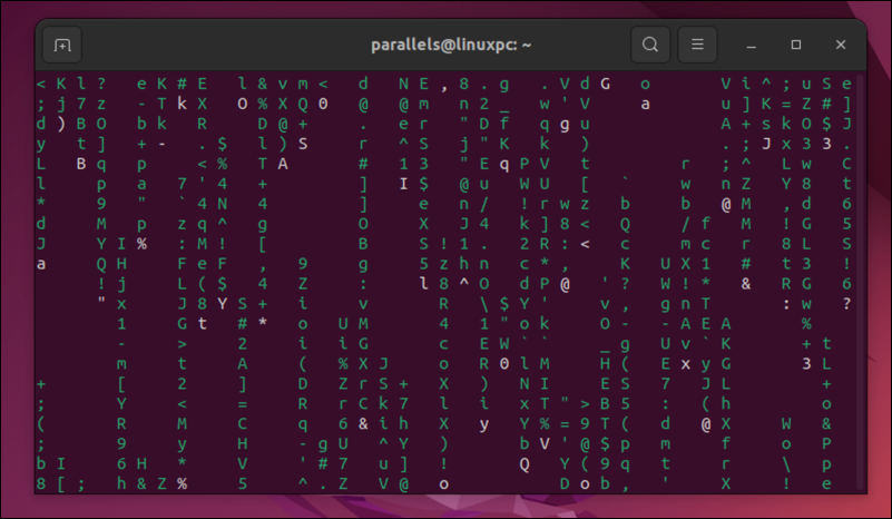 The cmatrix command in the Ubuntu terminal.