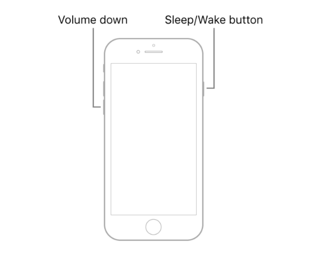 Instructions for force restarting an iPhone 7.