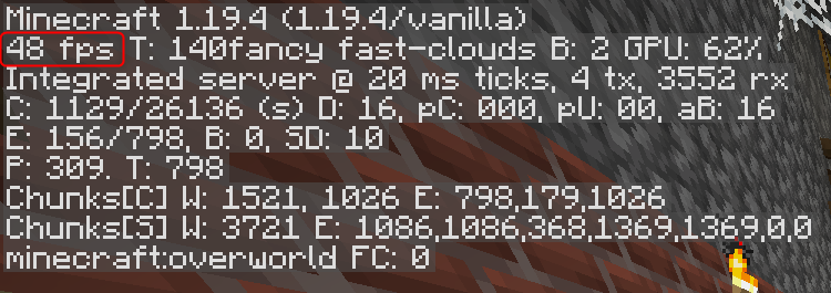 Performance metrics in Minecraft.