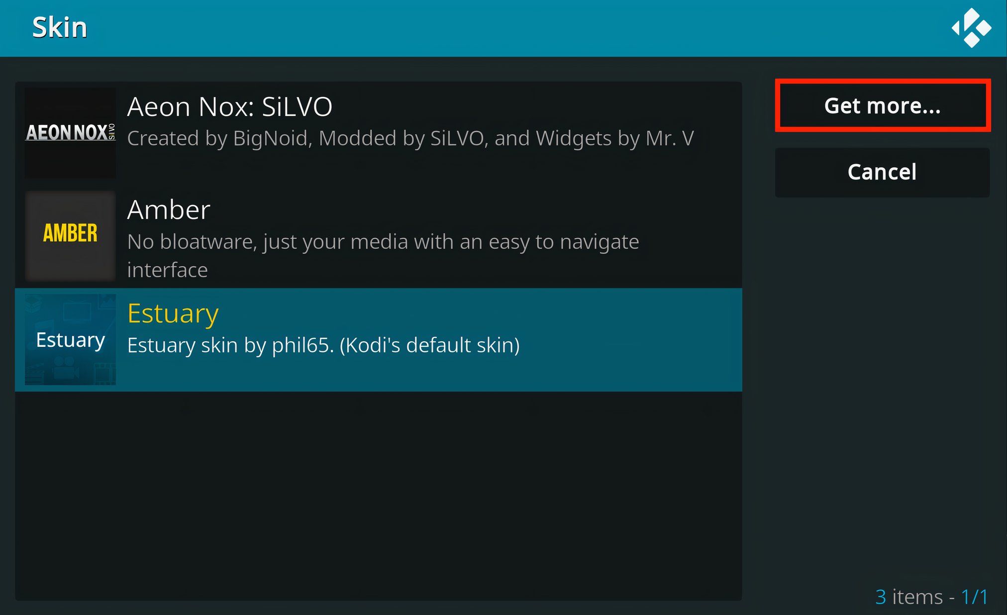 Get more Kodi skins.