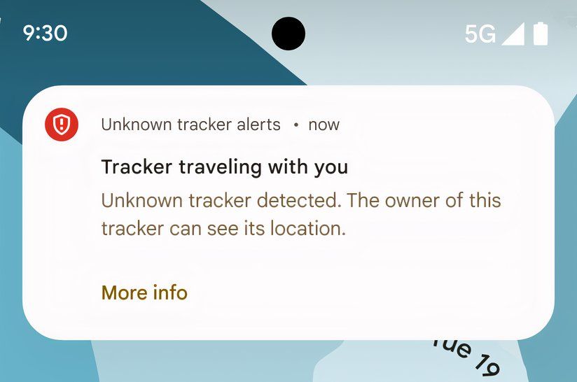 An unknown tracker notification on Android.