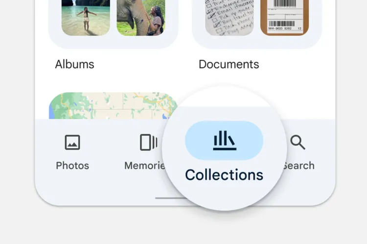 The new Collections feature in the Google Photos app.