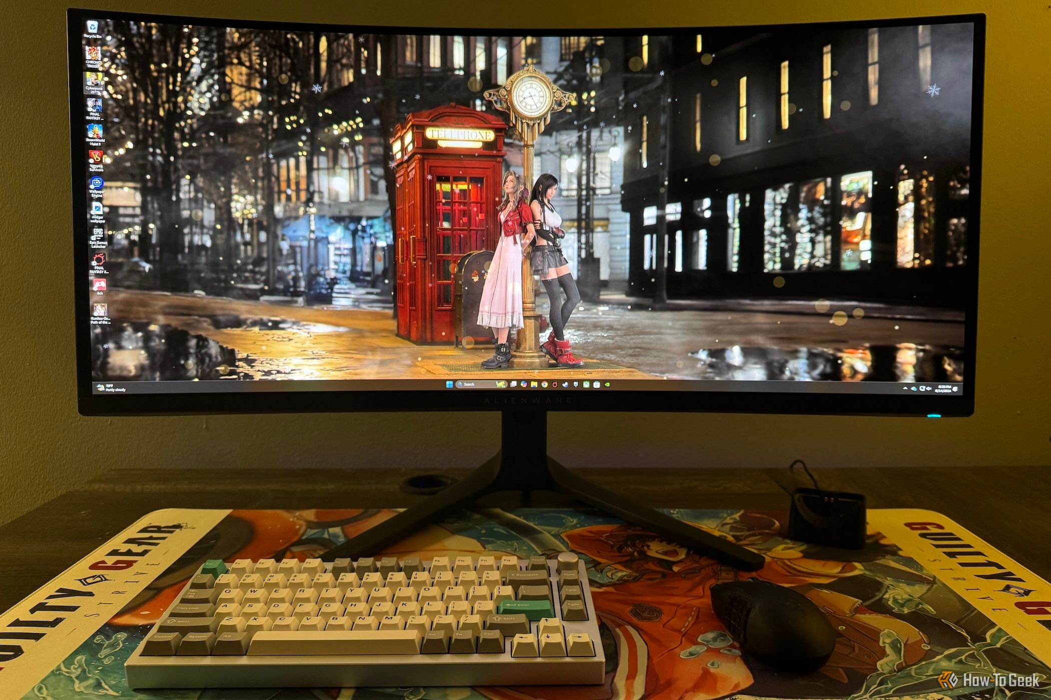 PC desktop on curved ultrawide gaming monitor.