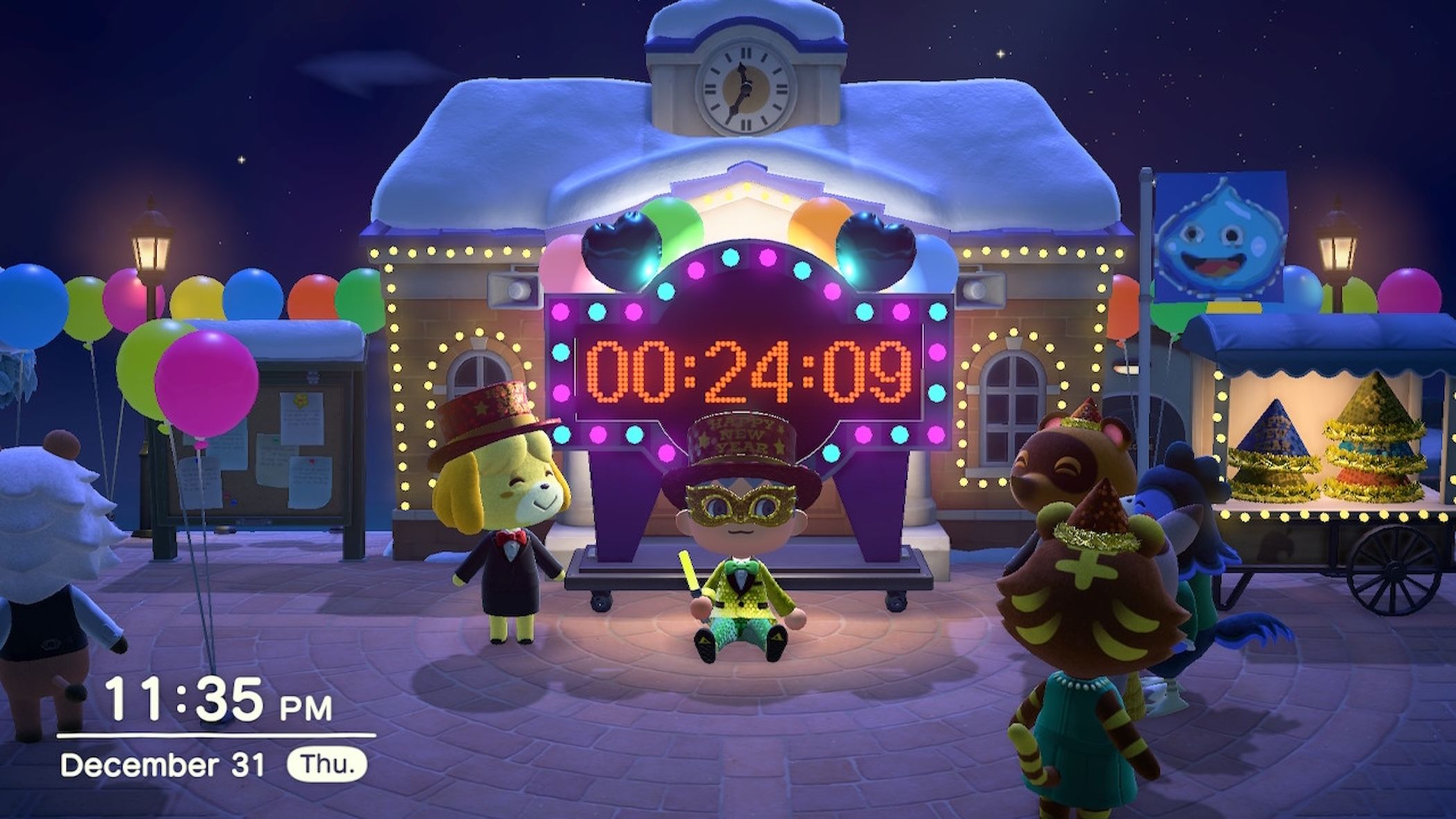 Animal Crossing New Horizons on New Year's Eve.