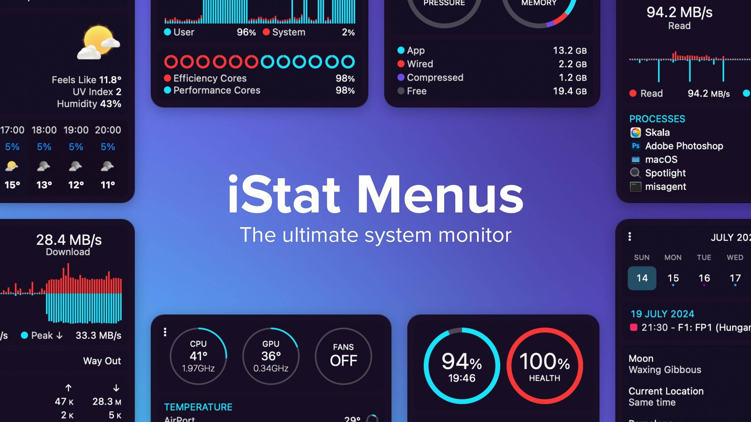 Marketing image promoting the iStat Menus 7 for Mac update.