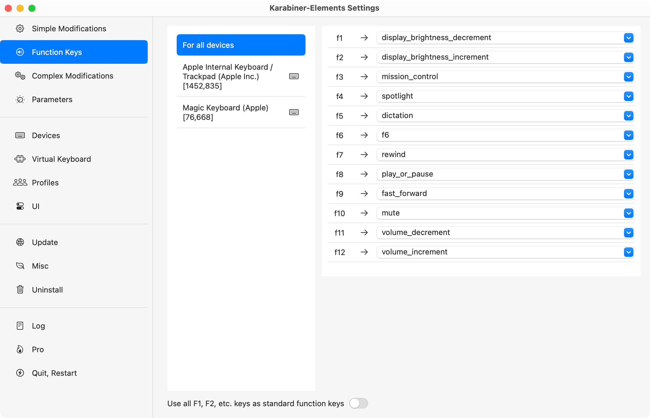 Karabiner-Elements keyboard customization tool for macOS.