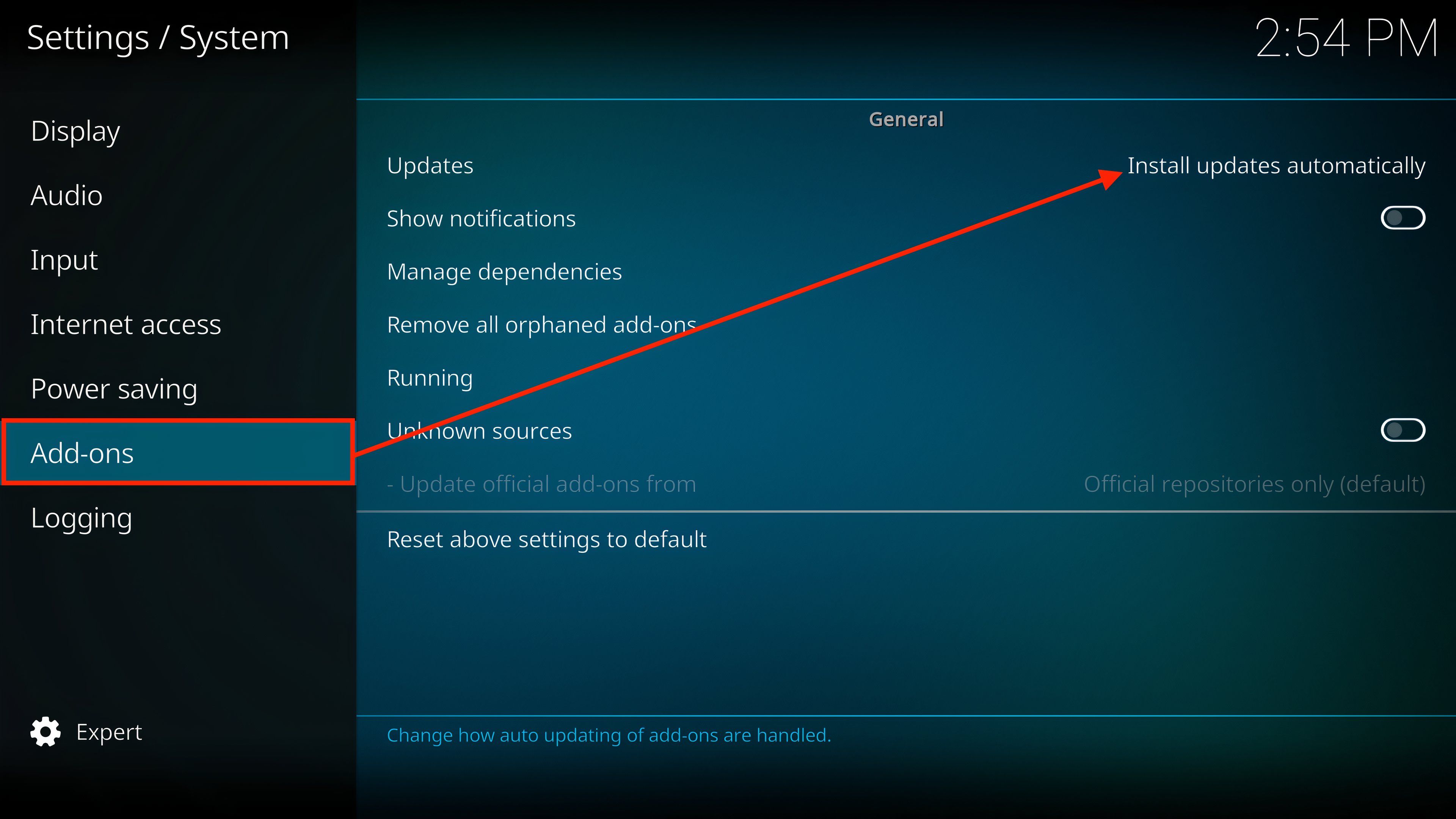 Keep Kodi and its add-ons updated automatically.