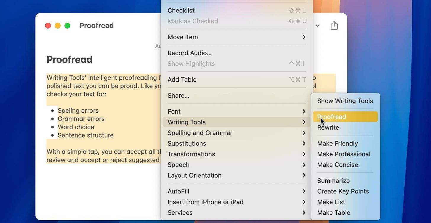 Make the Most of Apple Intelligence's Writing Tools to Proofread, Rewrite, Summarize, and Create Content