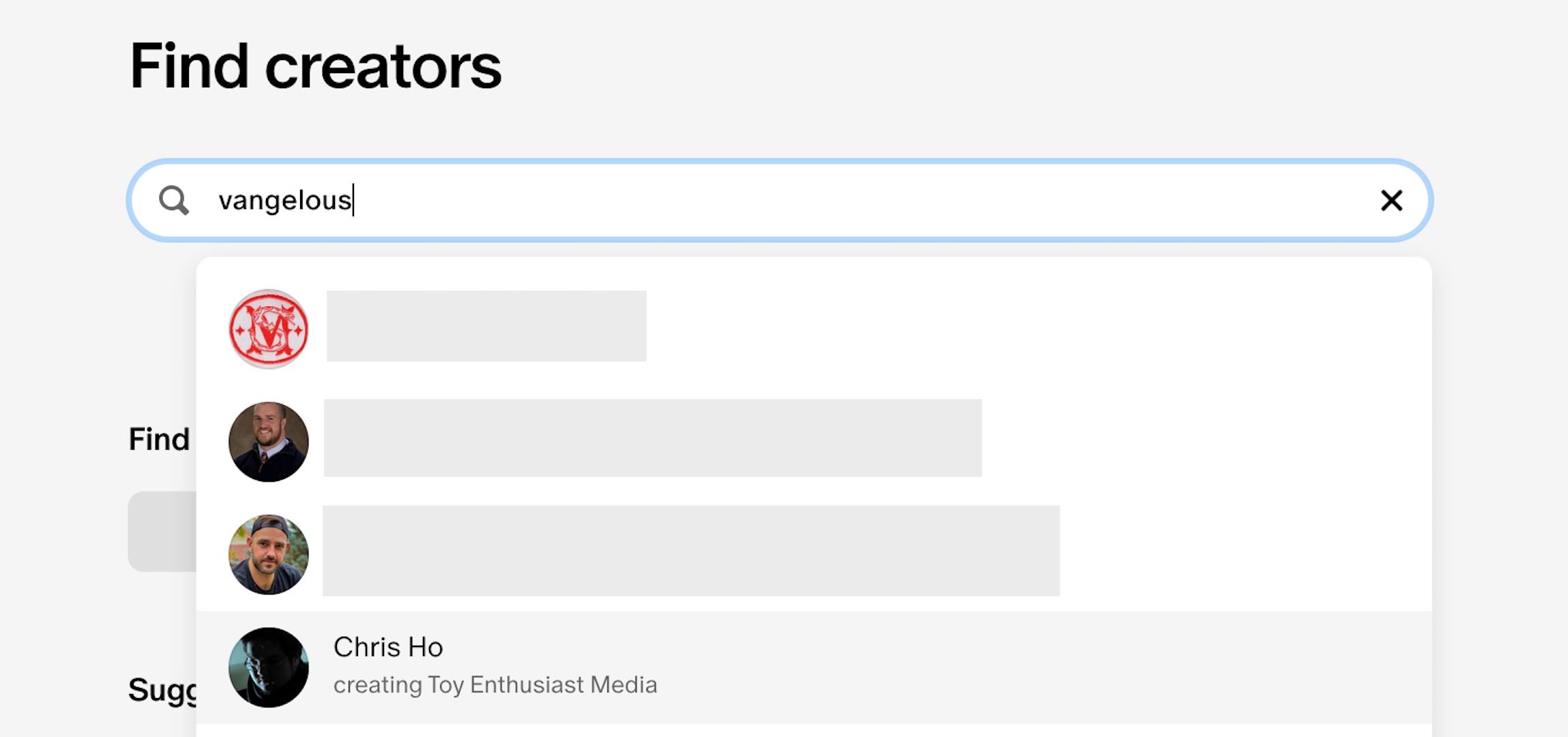 Searching for creators on Patreon.