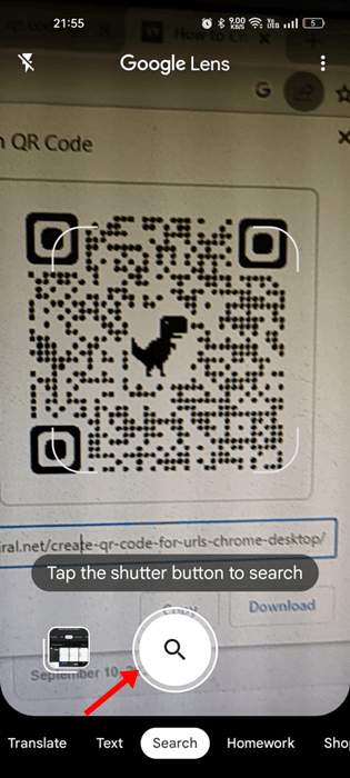 Google Lens will automatically detect the QR Code