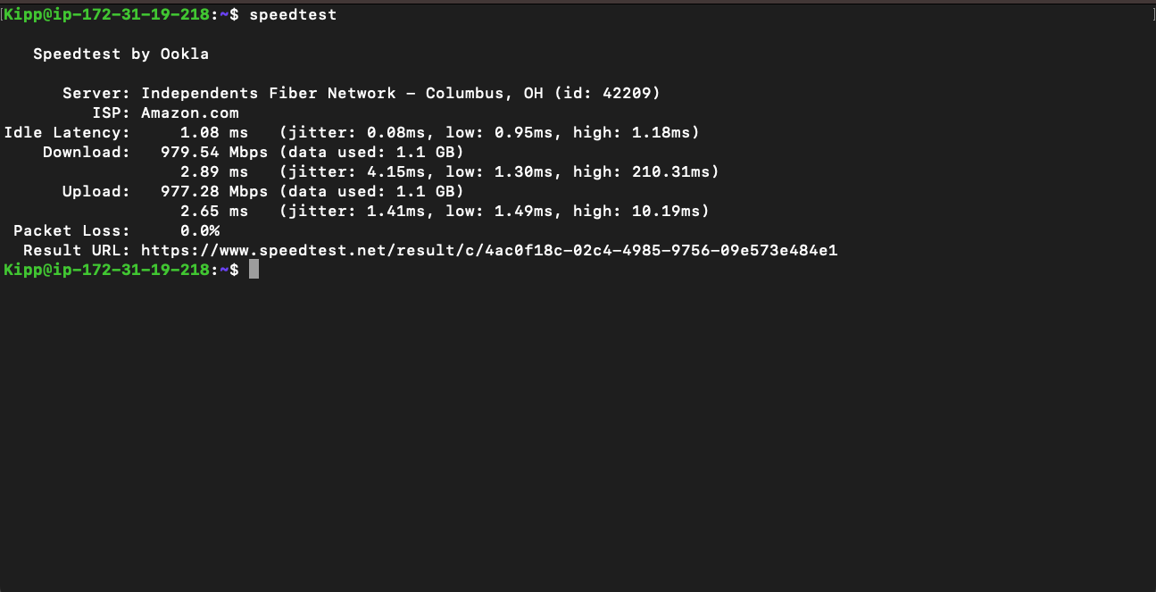 Running Speedtest CLI on Ubuntu.