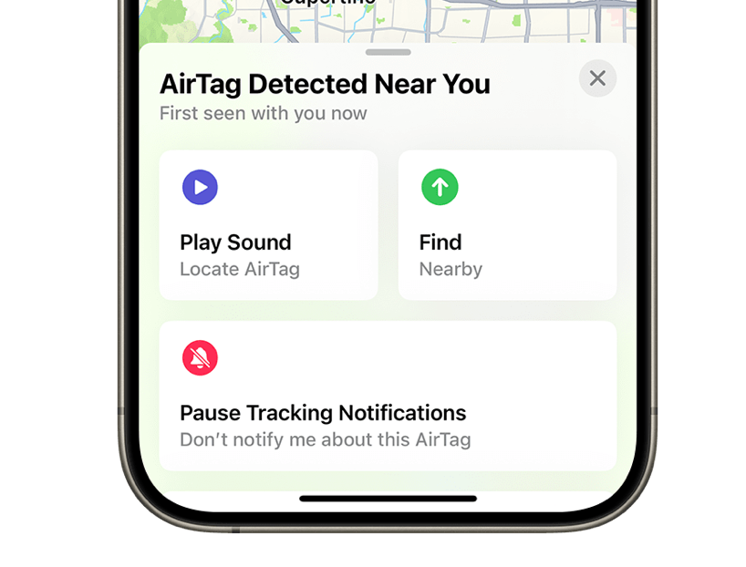 AirTag tacking notifications option in Find My.