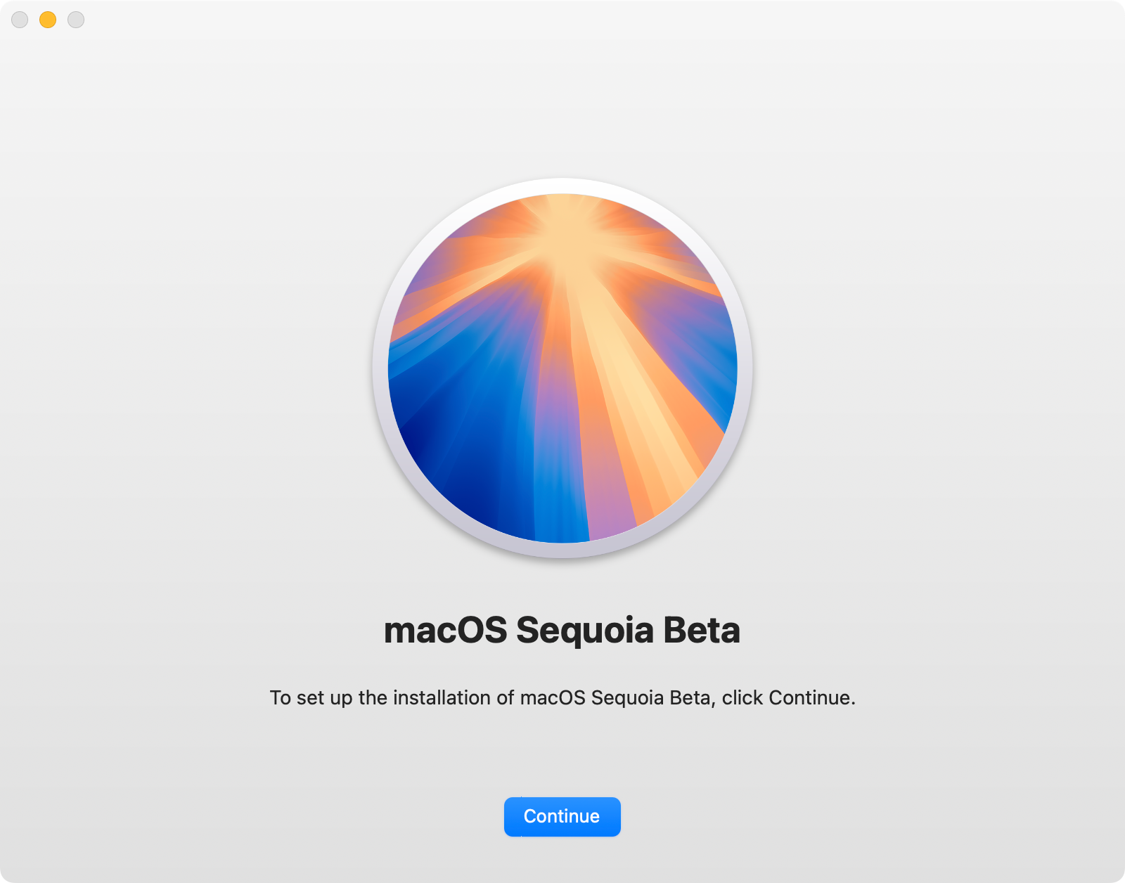 Running the macOS Sequoia beta installer.