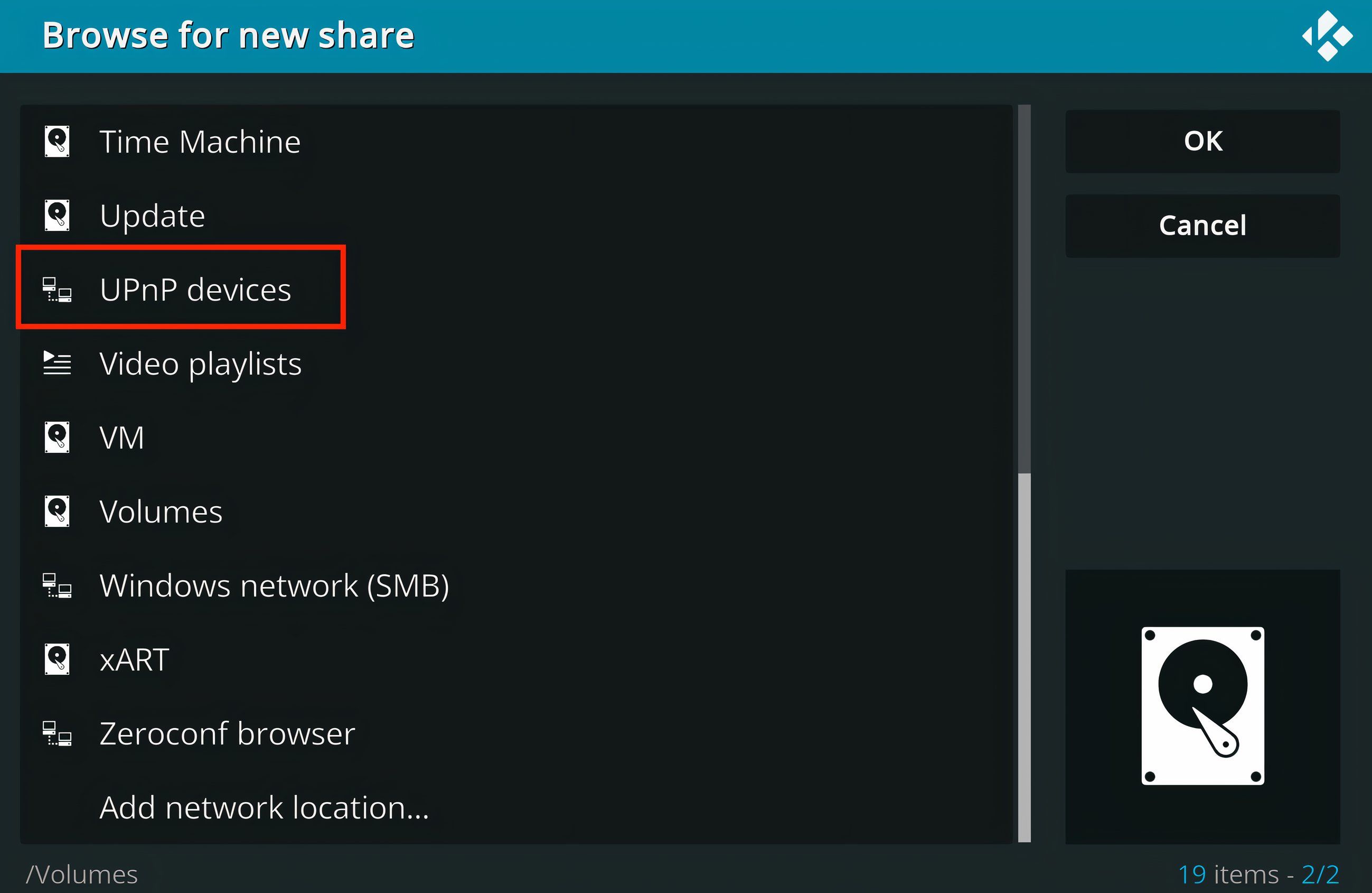 Scroll and select UPnP devices.