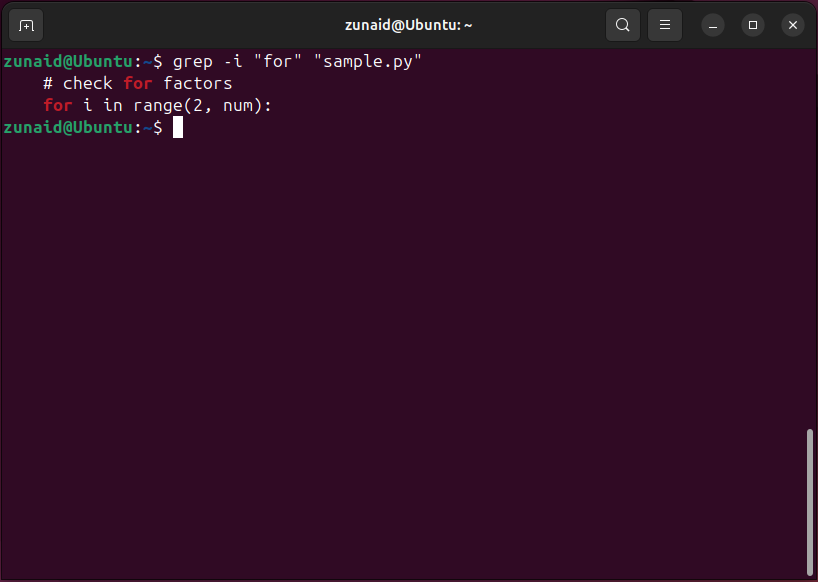 Searching a string throughout a file using the grep command on Linux.