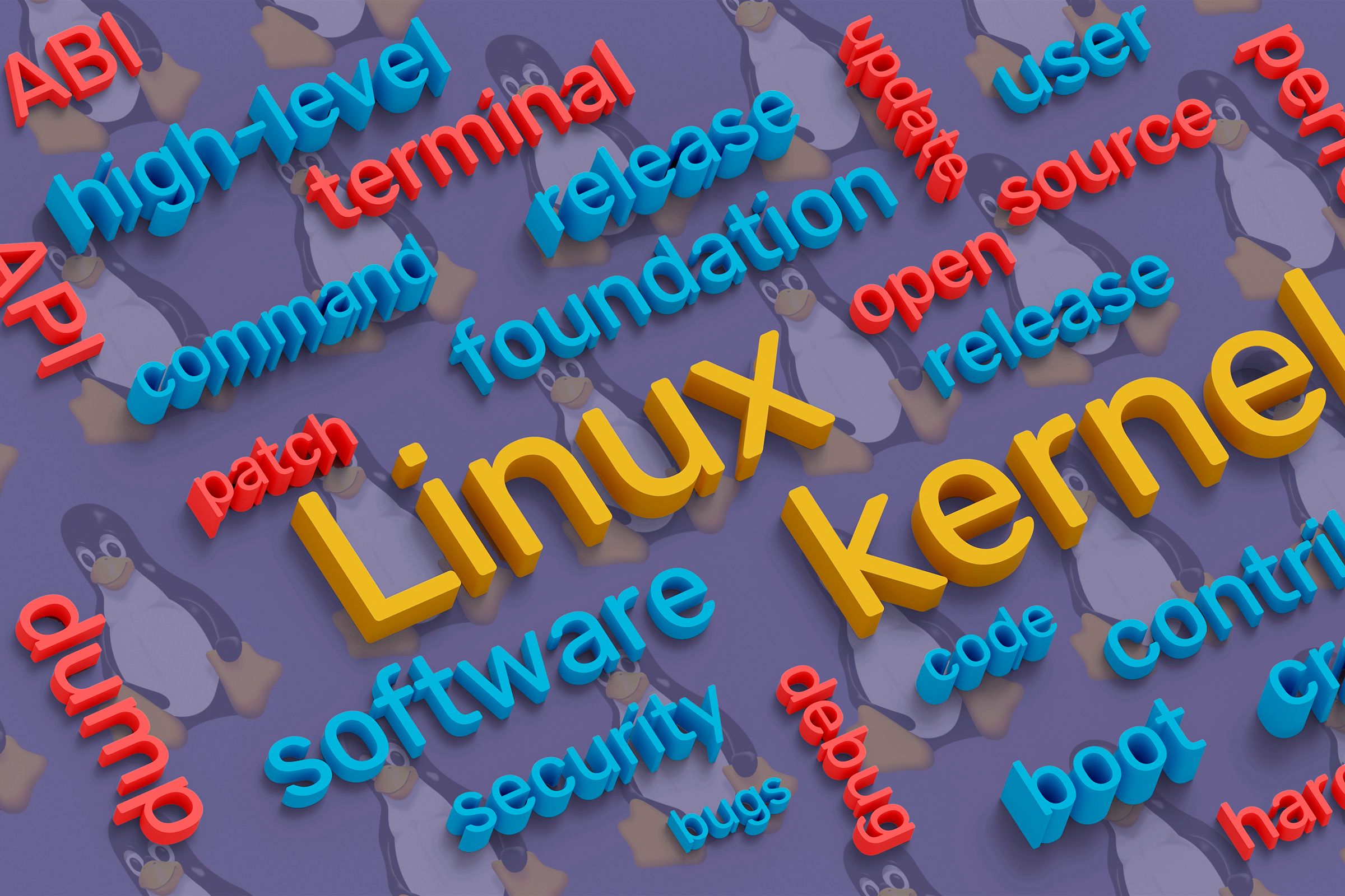 Some words with linux mascot in the background.