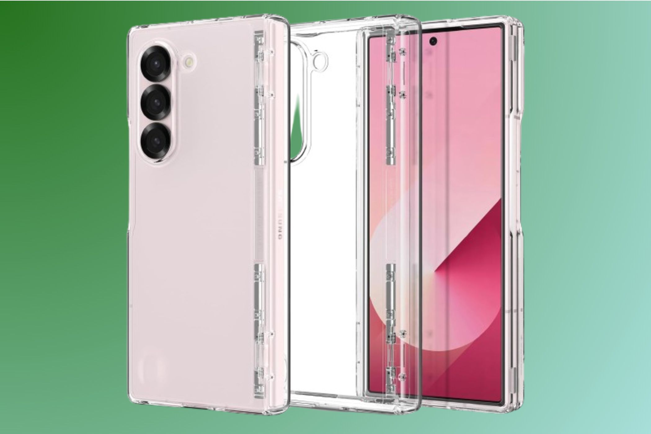 Spigen Galaxy Z Fold 6 Clear Case on a gradient background