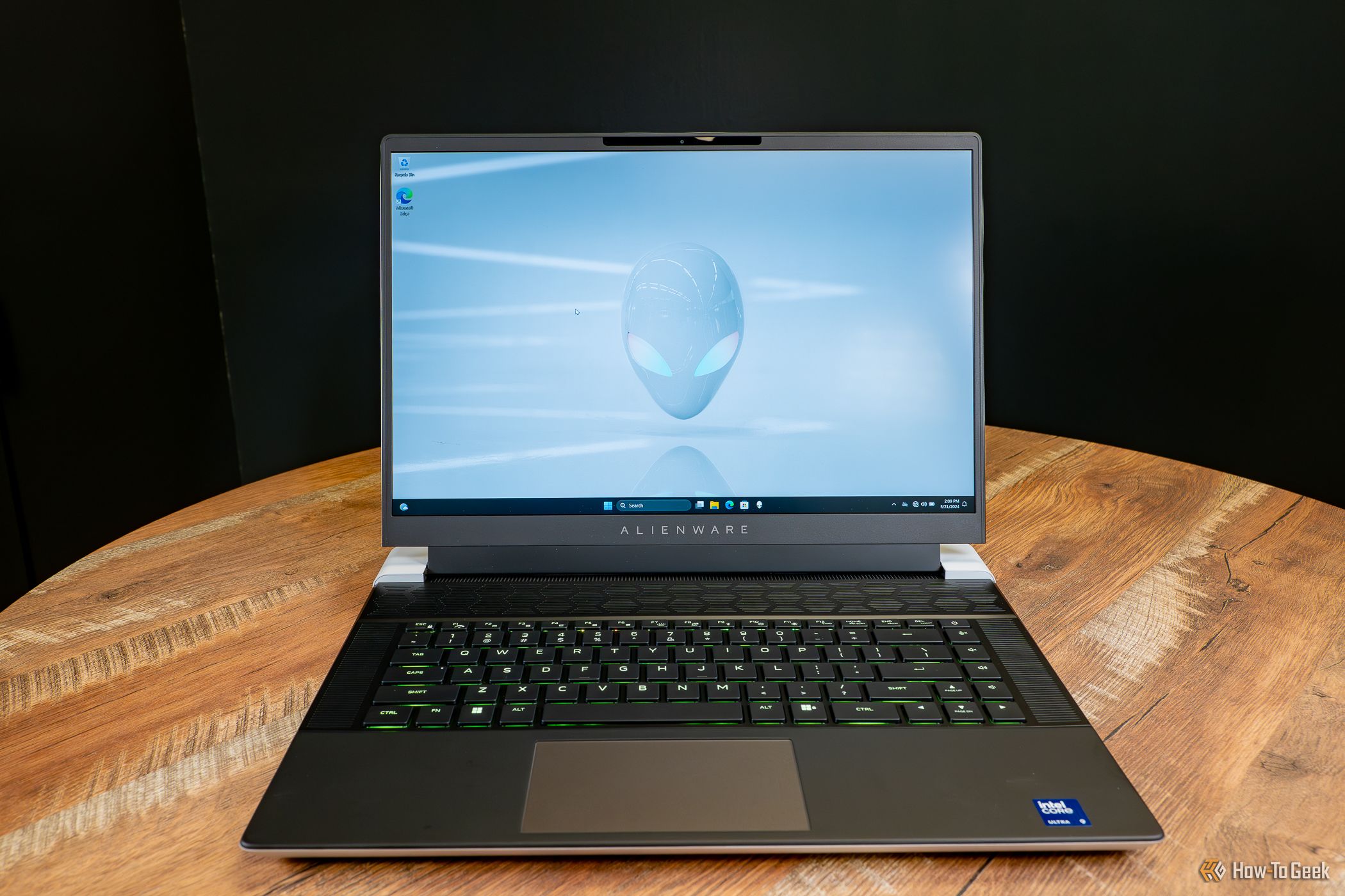 The Alienware X16r2 sitting on a table.