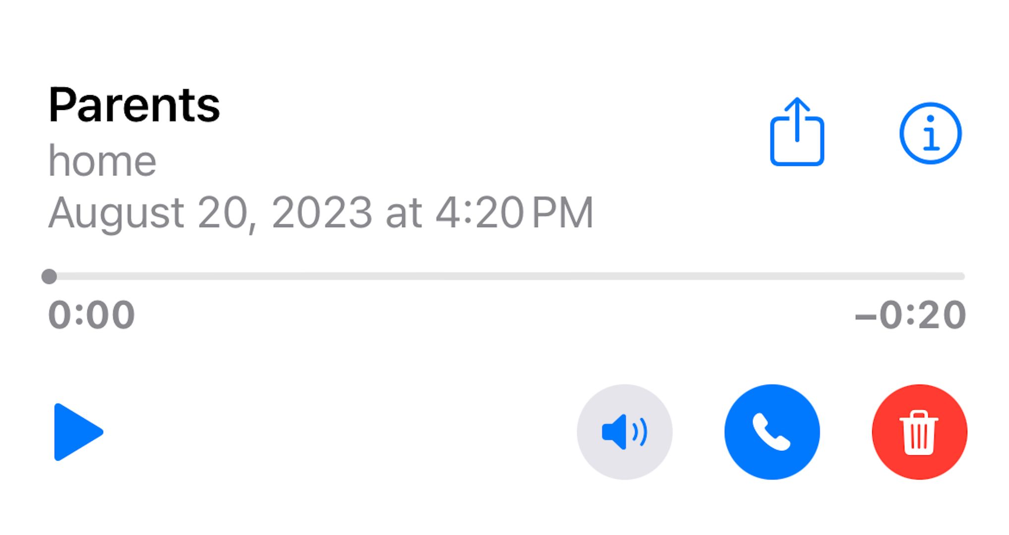 Opened voicemail in the Phone app.