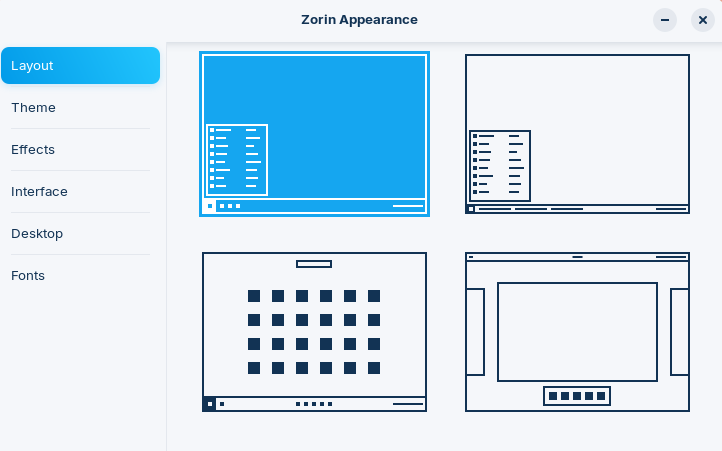 The Zorin Appearance Tab.