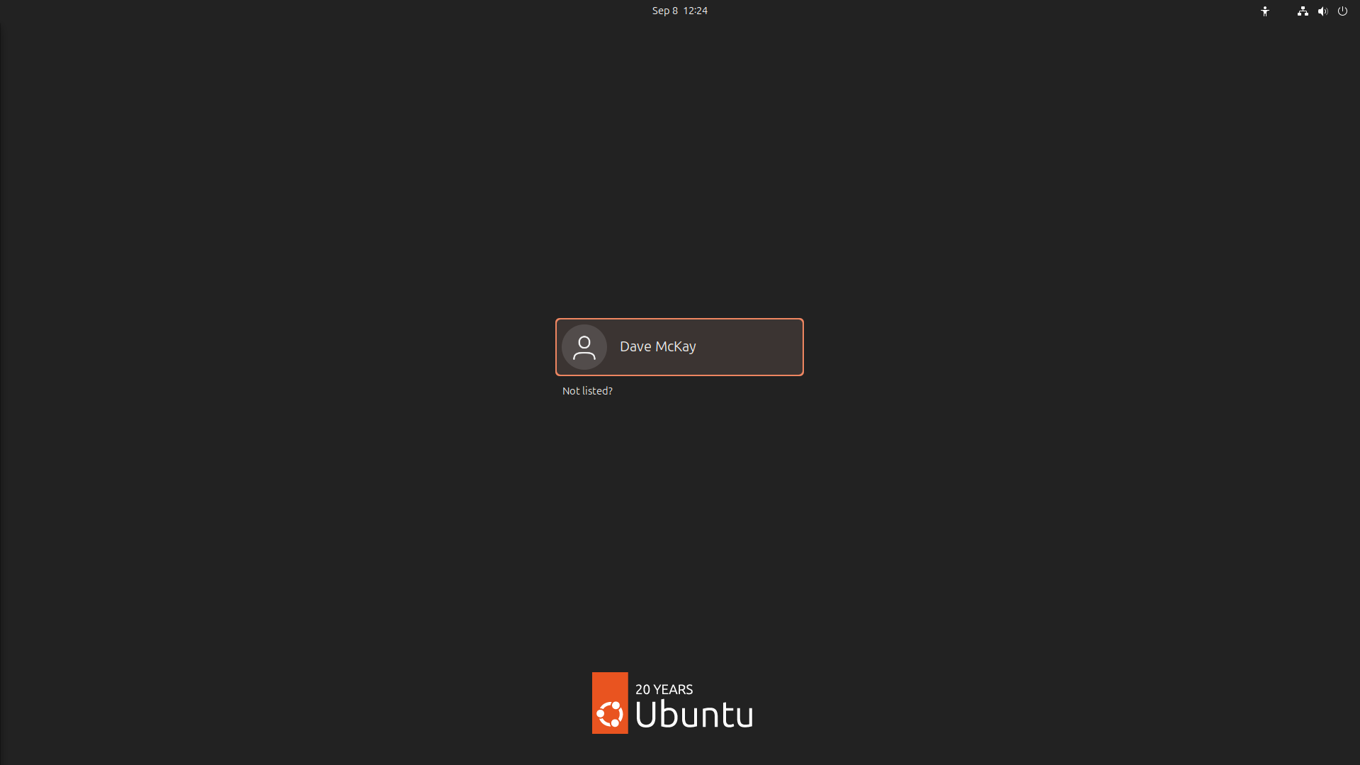 The Ubuntu GNOME login screen.