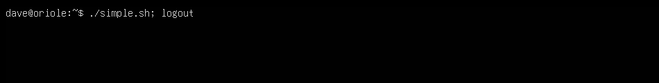 Appending the logout command to the command line that launches a script.