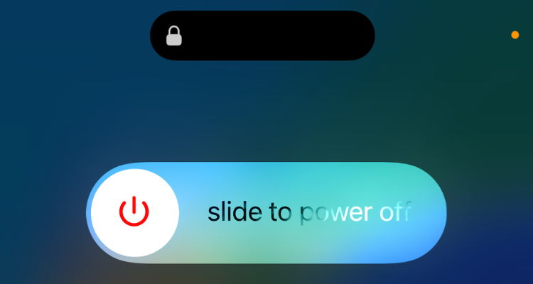 The power off slider on an iPhone.