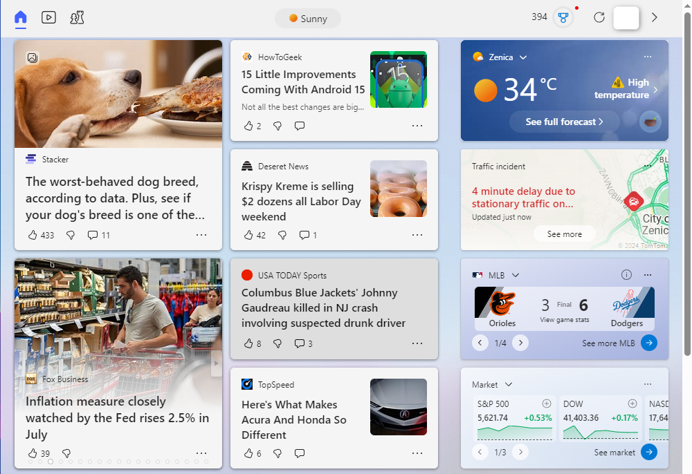 Windows 10 News & Weather tiles.