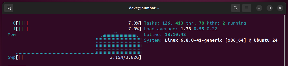 The memory meter displayed as a time-based graph.