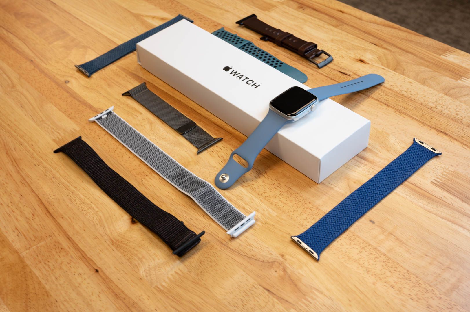 Display of numerous watch bands for apple watch