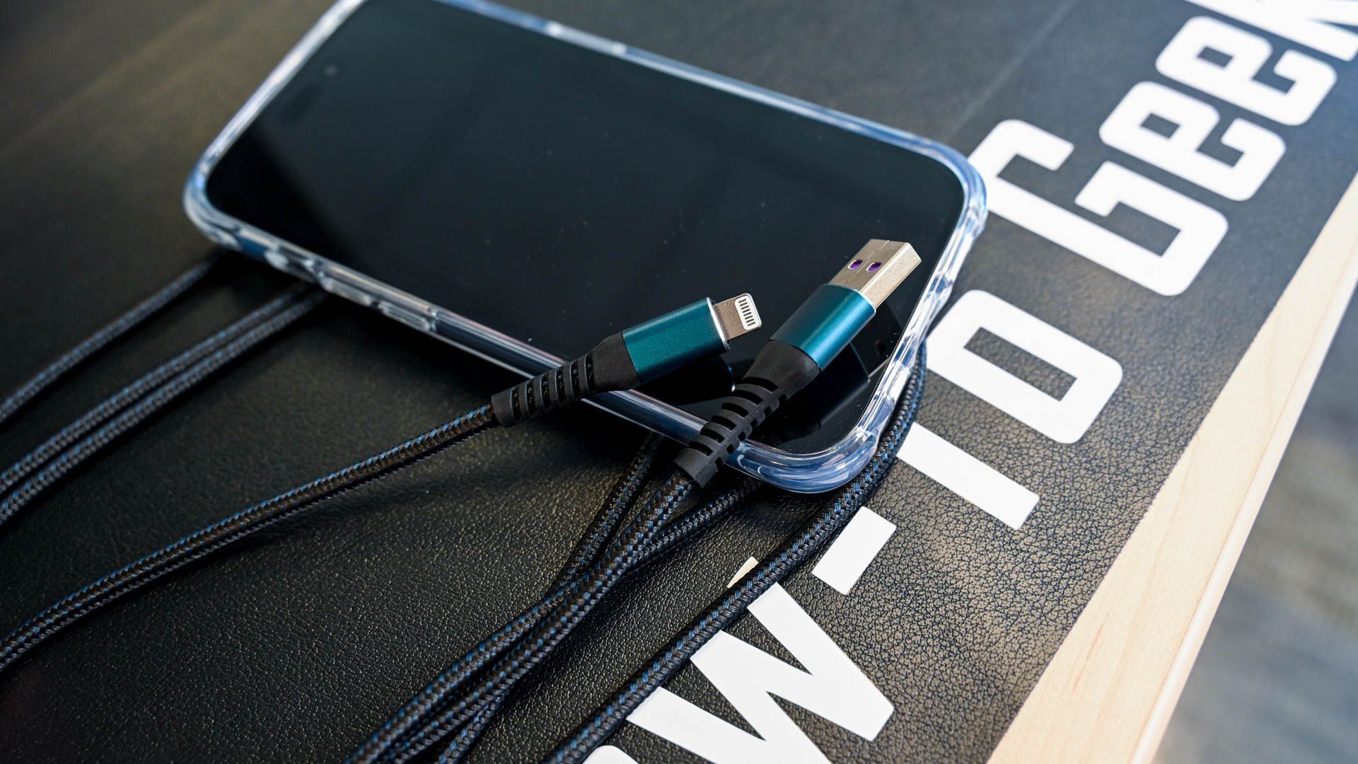 SMALLElectric 6-ft Lightning Cable on an iPhone.