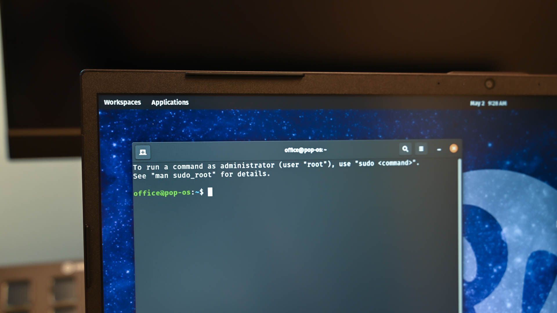 A Linux Terminal open on PopOS.