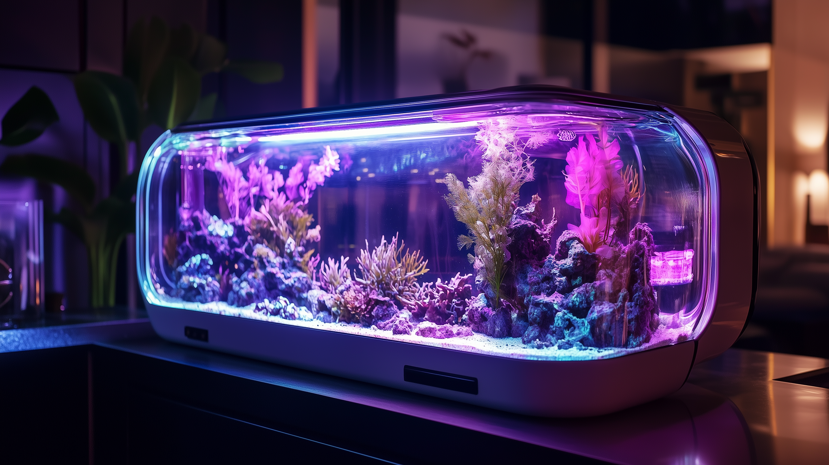 An AI-generated image of a futuristic aquarium