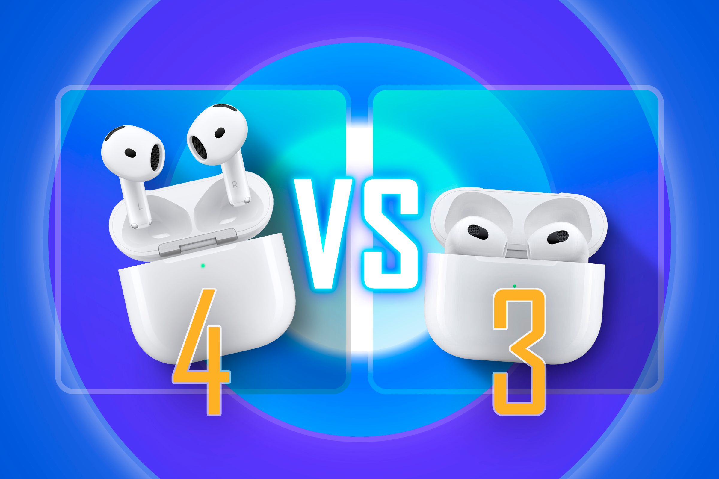 An Airpods 4 vs. an Airpods 3.