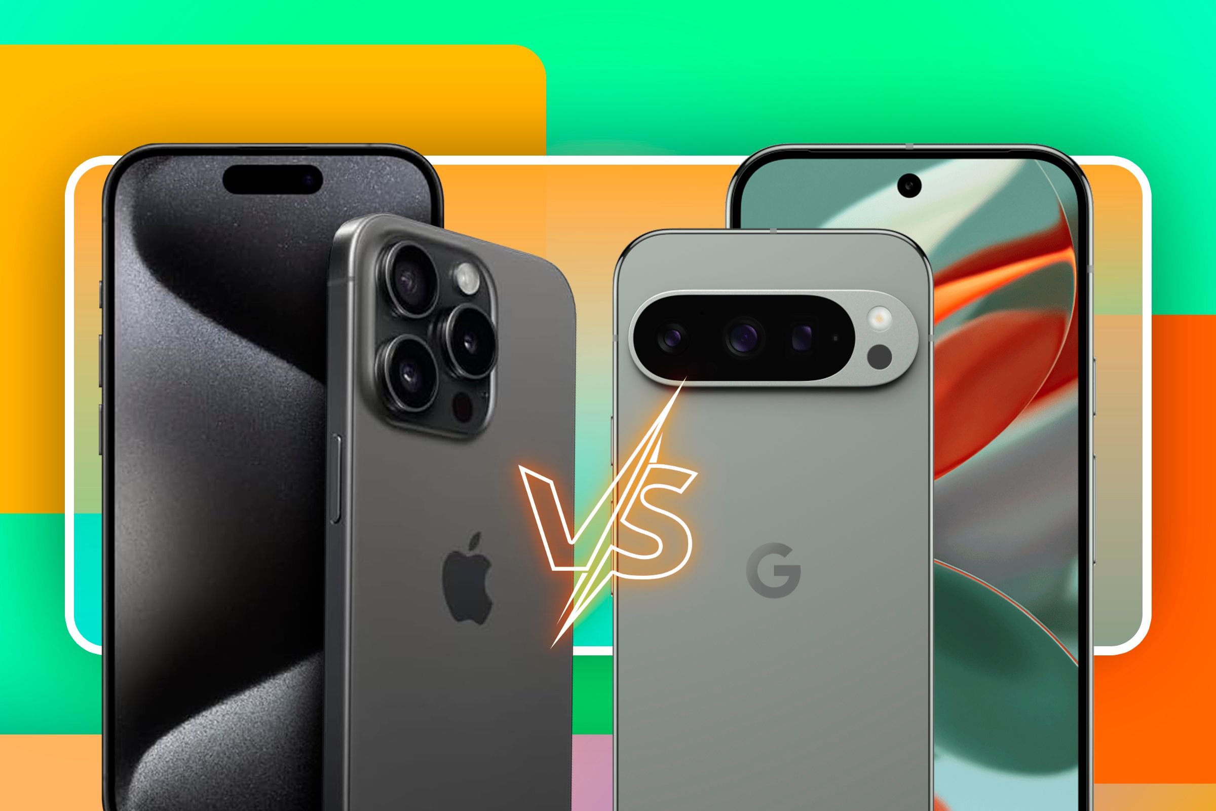 An Iphone 16 pro vs a Google Pixel 9 pro.