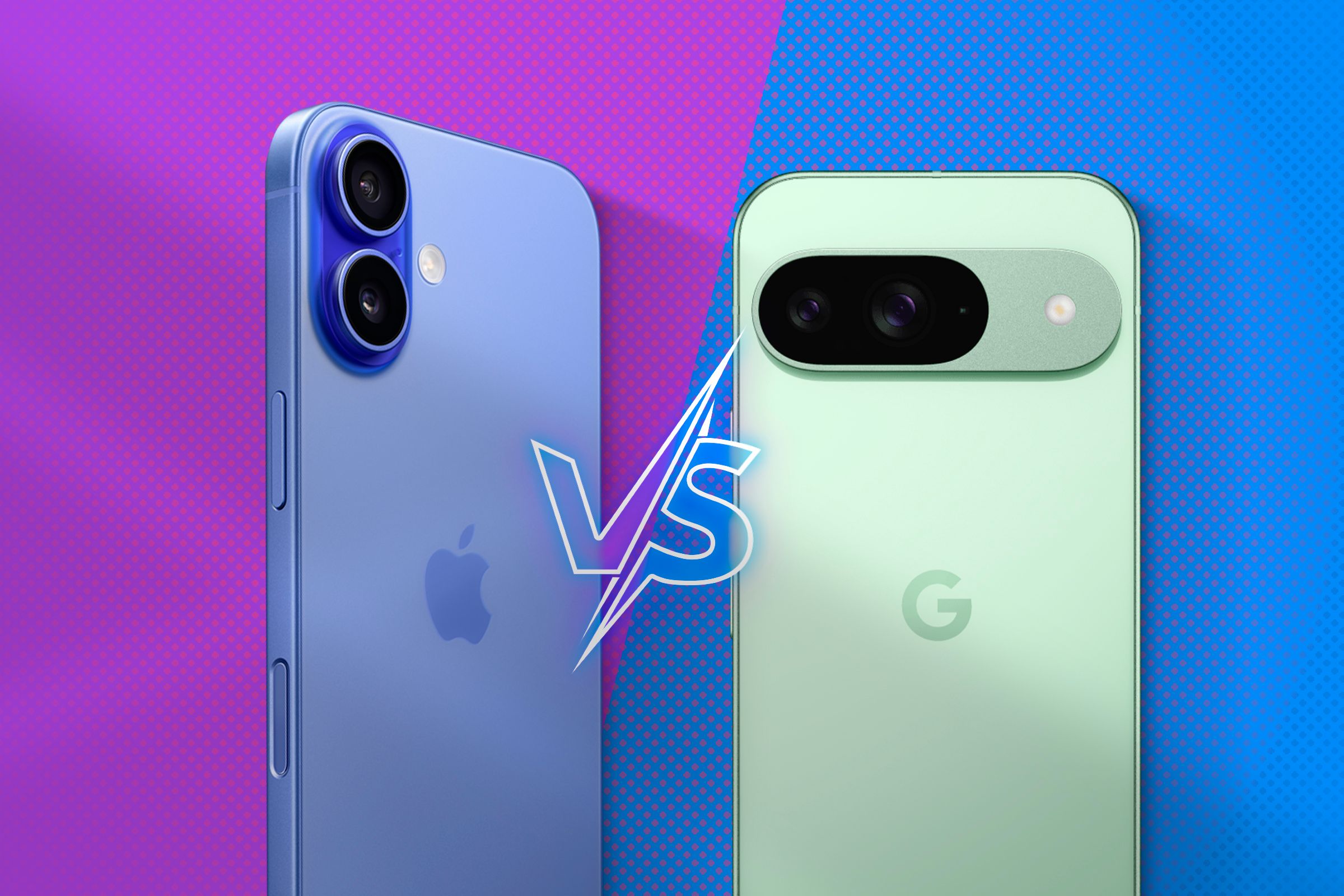 An Iphone 16 vs a Google Pixel 9.