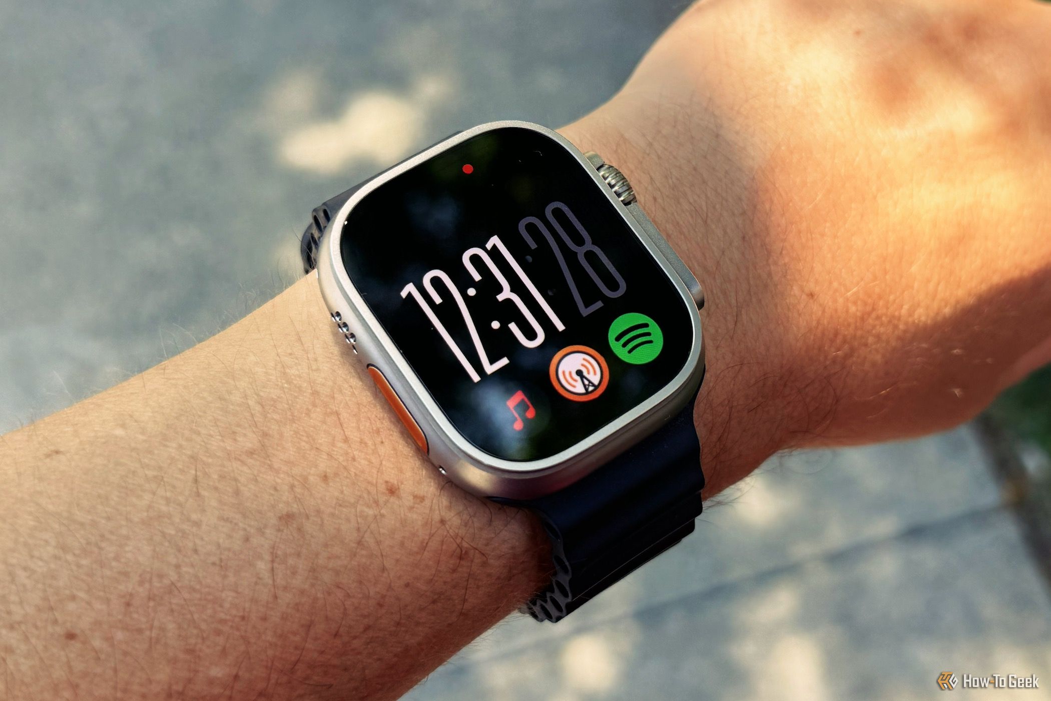 Showing a Apple Watch Ultra 2 on a wrist.