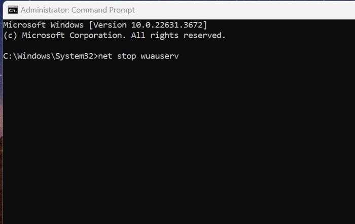 net stop wuauserv