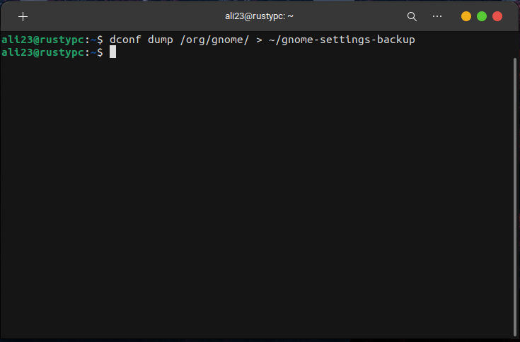 Creating a backup of only GNOME settings using dconf.