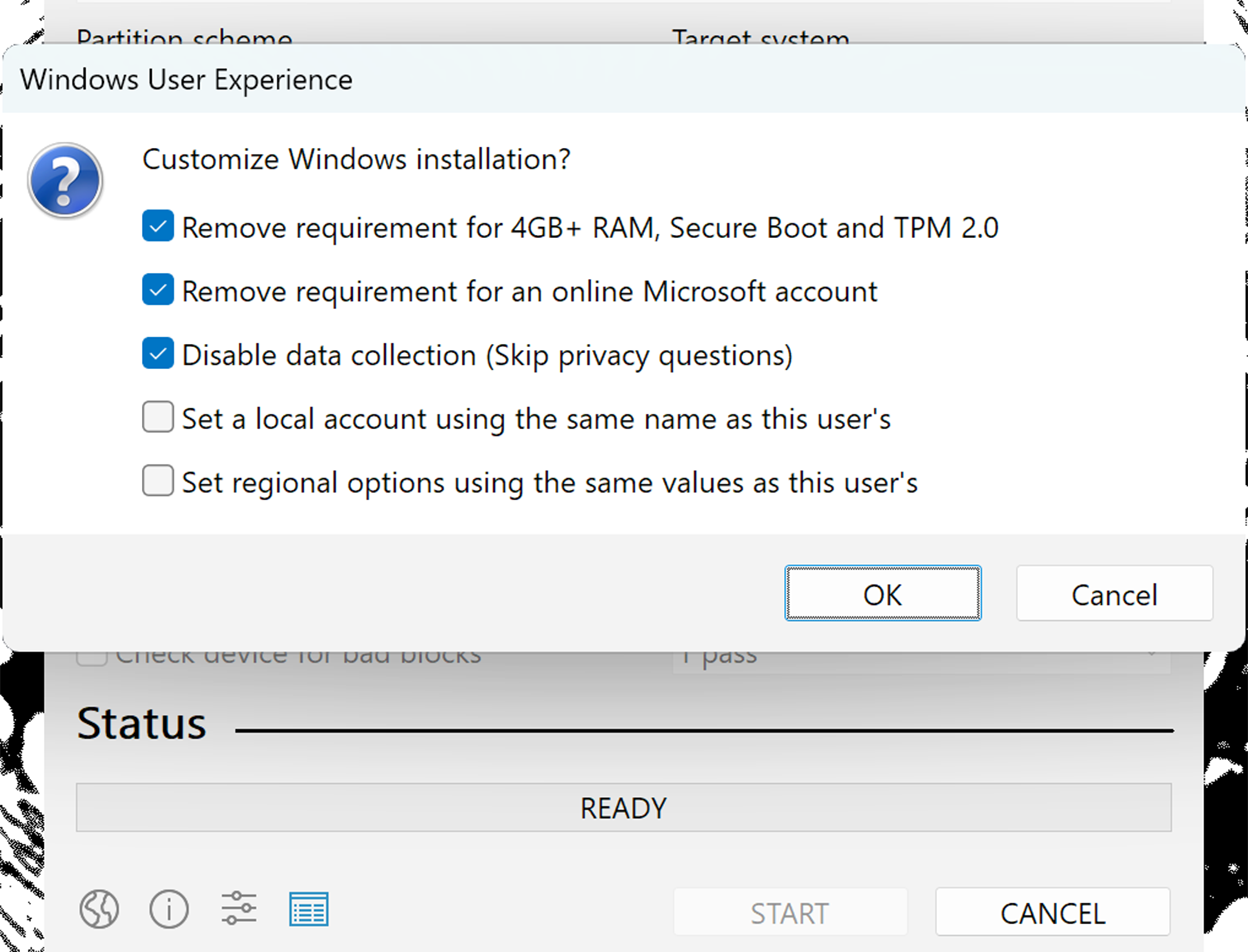 Optimal Rufus Settings for Windows 11 Install