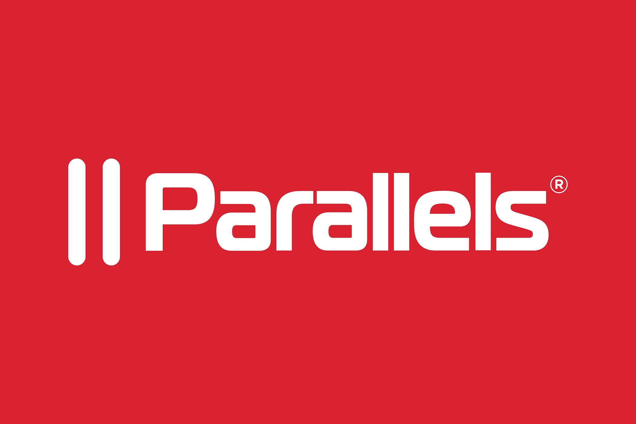 Parallels Desktop logo on red.