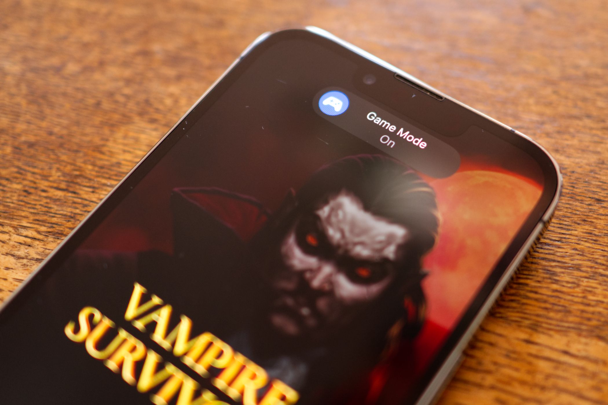 Game Mode in Vampire Survivors on an iPhone 13 Pro.