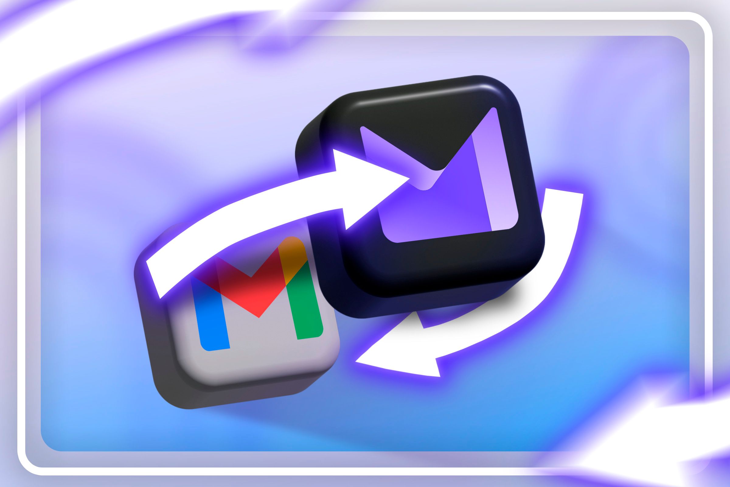 Gmail and ProtonMail logos with an arrow indicating a switch.