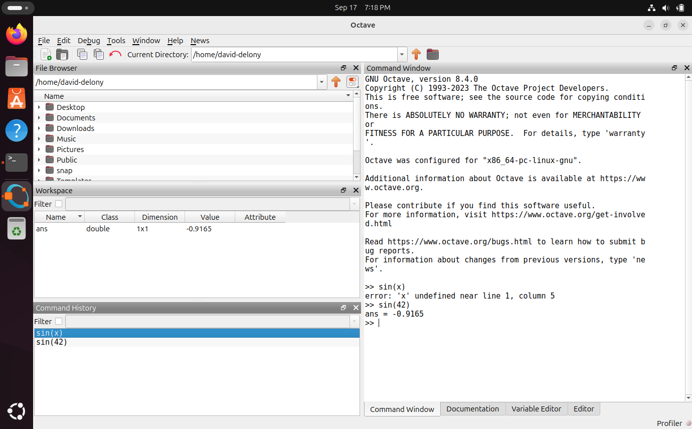 GNU Octave running in Ubuntu